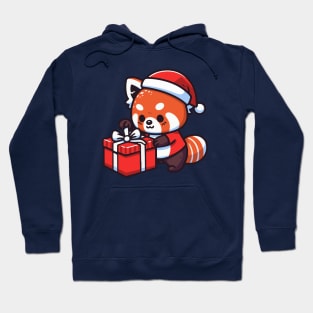 Red Panda Wrapping Present Christmas - For Red Panda Lovers Hoodie